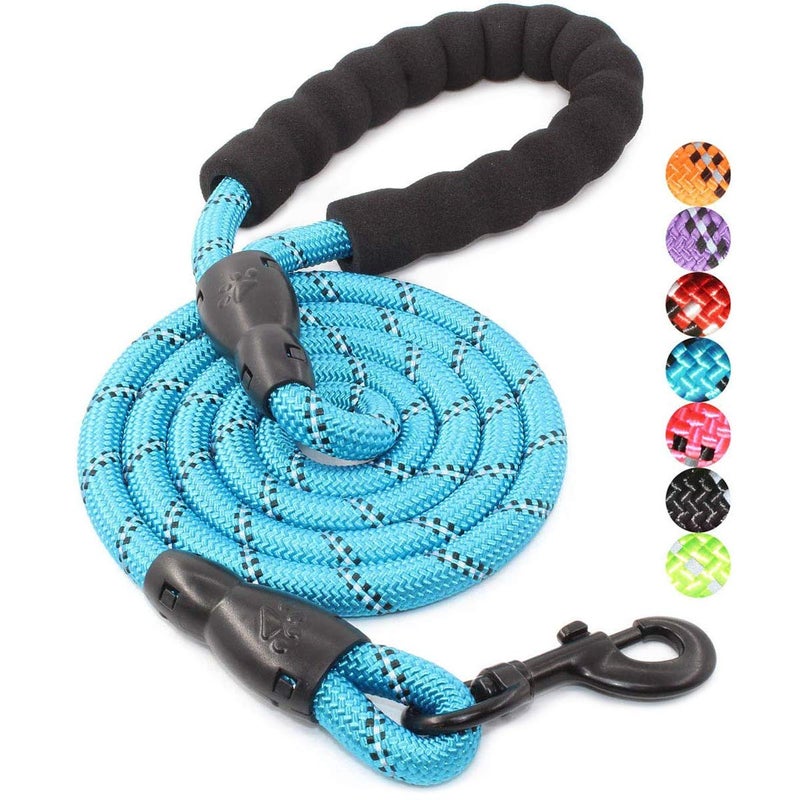 BAAPET 2/4/5/6 FT Dog Leash with Comfortable Padded Handle and Highly Reflective Threads for Small Medium and Large Dogs (5FT-1/2'', Blue) - Image 1